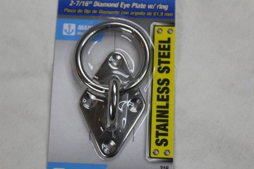 SecureLine 2 7/16" Marine 316 Stainless Steel Diamond Eye Plate Ring Silver - Picture 3 of 5