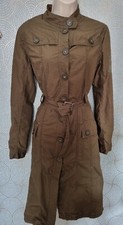 #vintage Designer Pepe Longline Khaki Mac/trench Coat Size M Uk Size 10