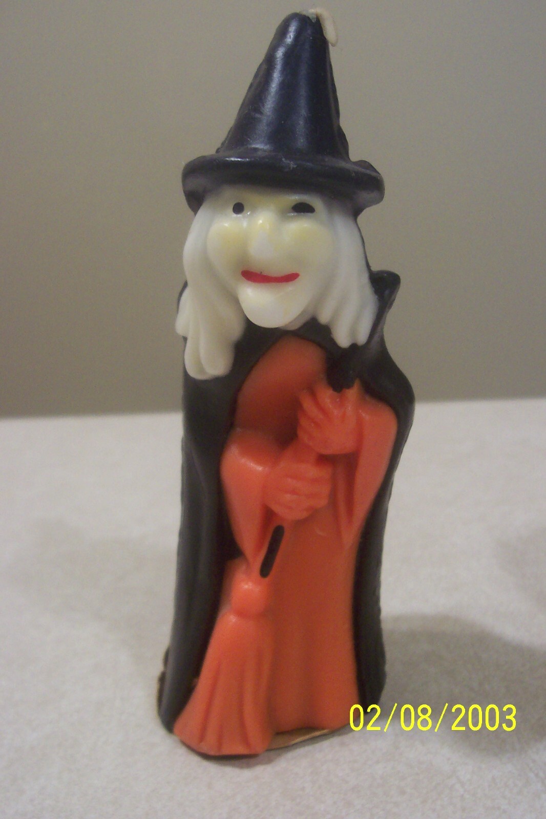 Vintage Halloween Gurley Candle, Witch w/ Hat & Broom 51/4" + New
