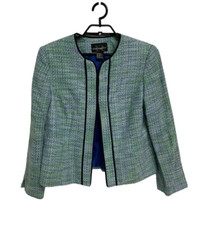 Requirements Women's Long Sleeve Green And Blue Open Blazer Size 12