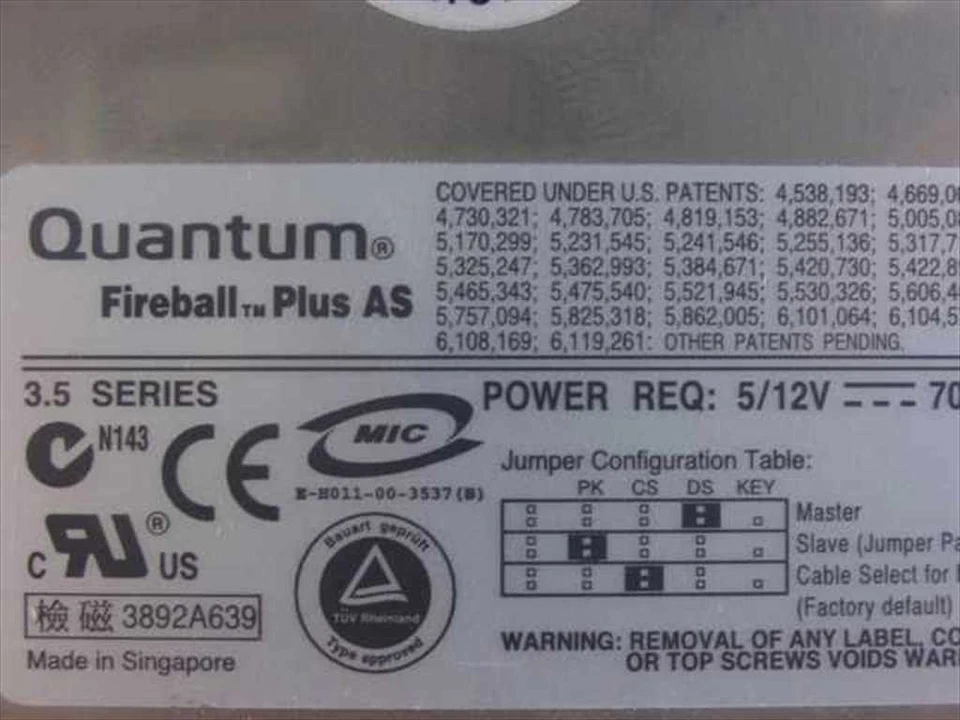 Dell 10.2GB 3.5" IDE Hard Drive - Quantum 10.2AT 58VEX - Image 3 of 4