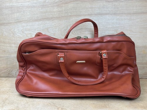 Vintage Soft Leather Samsonite Carry On Travel Overnight Bag Rare, Made in Korea - Picture 22 of 24