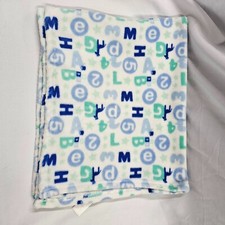 Baby Starters Blue Green ABC Letters Numbers Giraffes Star Baby Blanket Plush
