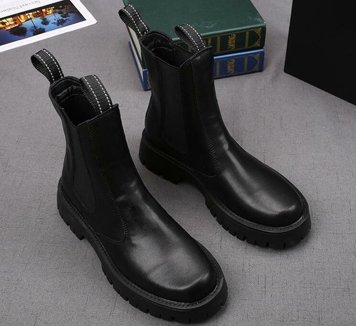 Men's Fashion Punk Rock Round Toe Slip On Chelsea boots Youth Motorcycle Shoes B - 第 9/14 張圖片