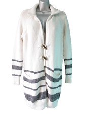 GAP Cardigan Sweater Women's S Ivory Gray Chunky Pocket 100 Cotton Tunic THICK