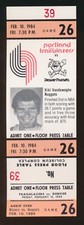 1983-84 Nuggets vs Blazers TICKET (2/10/1984) KIKI VANDEWEGHE *Drexler RC Season