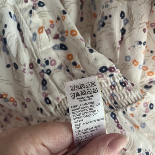 Camicia estiva M&S UK 22 bianca floreale arancione lilla viscosa peplum - Foto 10 di 12
