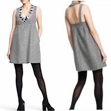 Ana Sui for Target Gray Tweed Halter Dress Embellished Neckline Size XS NWT