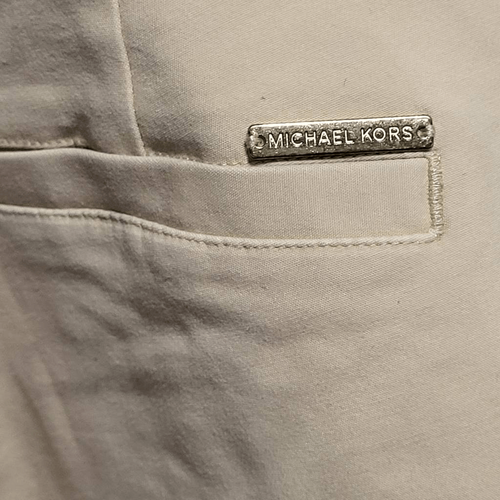 Michael Kors Pants Women's Size 4 Beige Khaki Business Casual Gold Logo Accent - Picture 7 of 12