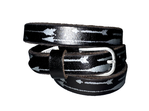 AEO American Eagle Outfitters Size XS/S Black Gray Arrow Skinny Leather Belt
