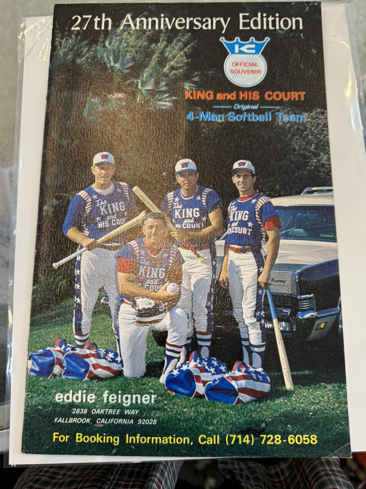 1973 Eddie Feigner King And His Court Program 4 Man Softball