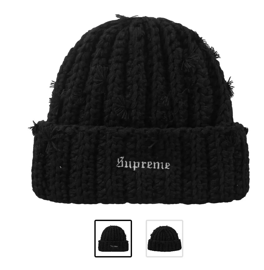 Bonnet noir Supreme noué main FW23 neuf