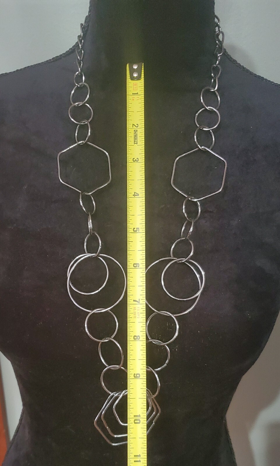 Necklace Interlocking Geometric Circle Metal Chai… - image 7