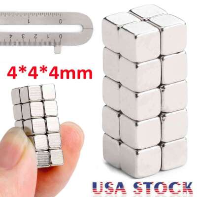 20~500Pcs 4x4x4mm N38 Square Rare Earth Neodymium Fasteners Craft Cube Magnets