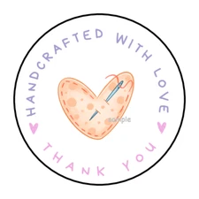 30 HANDCRAFTED WITH LOVE STICKERS ENVELOPE SEALS LABELS 1.5" ROUND HANDMADE