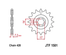 JT Front Sprocket 13 13T Tooth Kawasaki KLX140 & L G R 2008-2022 KLT KLF 110