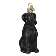 Old World Christmas BLACK LABRADOR (12385) Glass Ornament w/ OWC Box