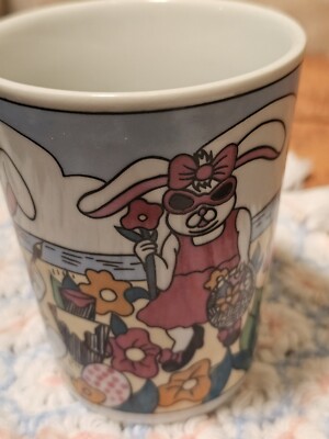 Rare Unique Easter Bunny Family Easter Egg Hunt On The Beach Double Sided Cup