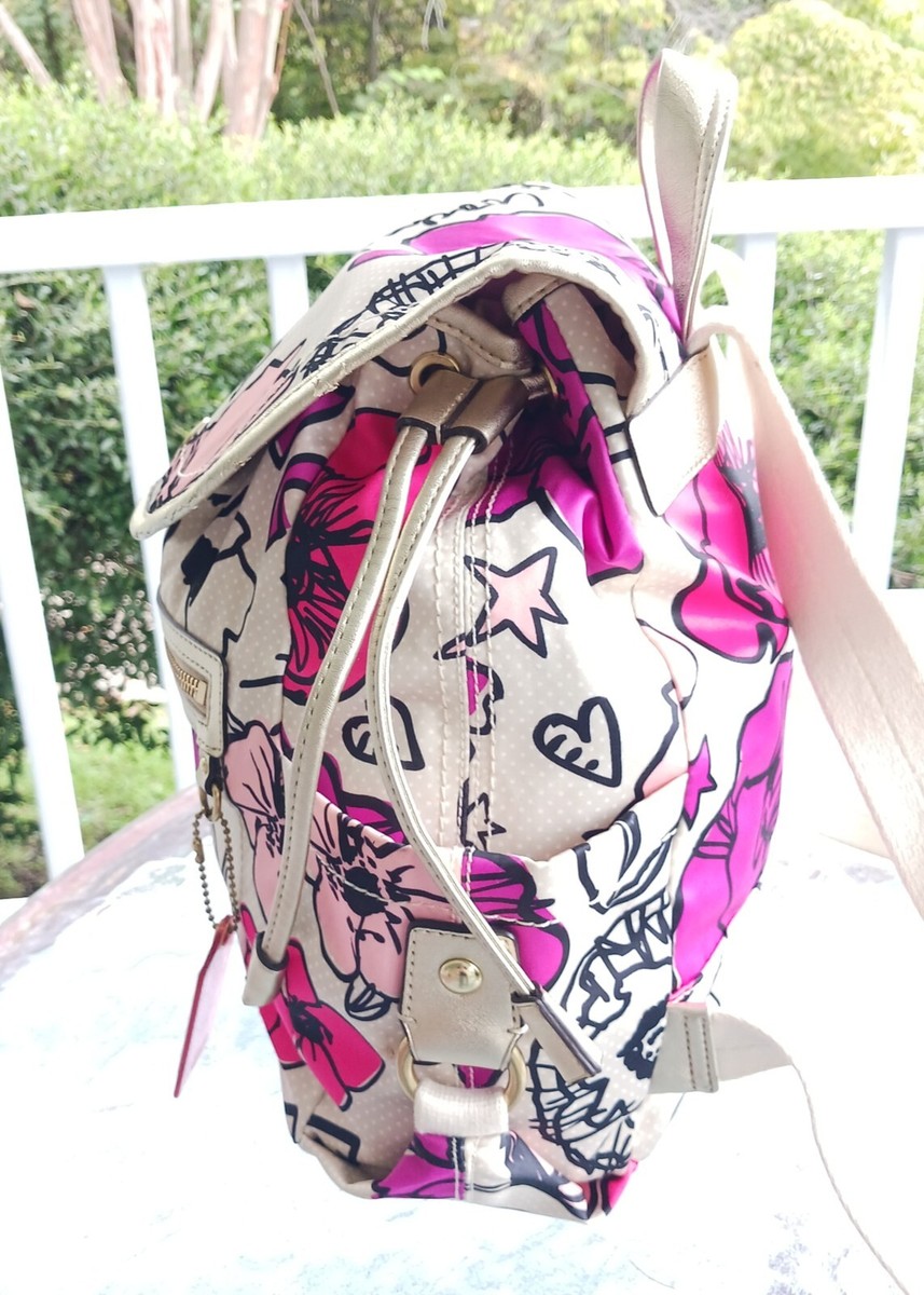 バッグ COACH poppy COACH F16864 Poppy Daisy Kyra Floral Pink & Black Graffiti