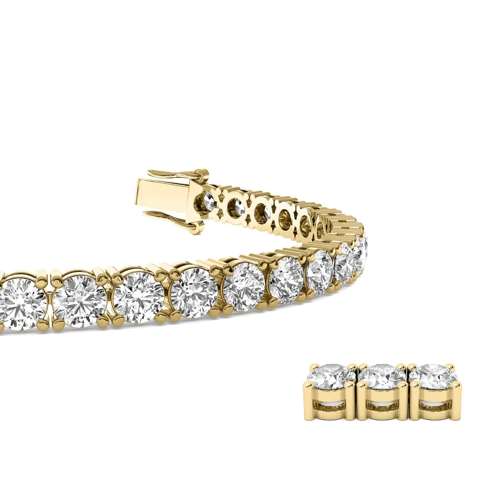 4.00 CT G/VS1 Round Cut Lab Grown Diamond Tennis Bracelet 14k Ye
