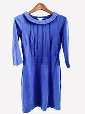 Boden Midi Dress Pleated US 6L UK 10 L Cottage Core 3/4 Sleeve Purple Side Zip