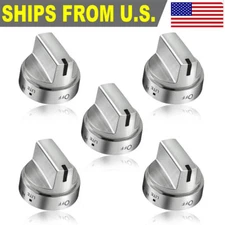 5 PACK NEW Replacement For GE Gas Range Stove Stainless Steel Look Control Knob