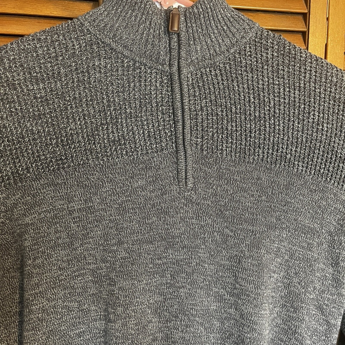 Coleman Men's Large Gray 1/4 Zip Knit Sweater Thermal Lined