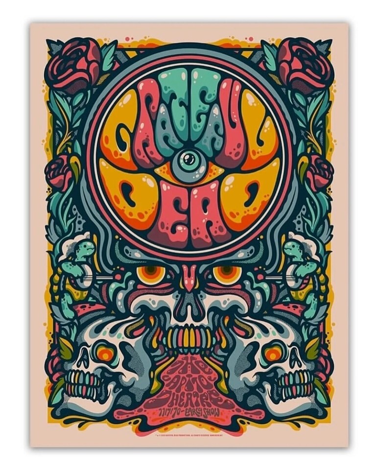 Grateful Dead 1970-1971 Capitol Theatre Vintage Concert Poster
