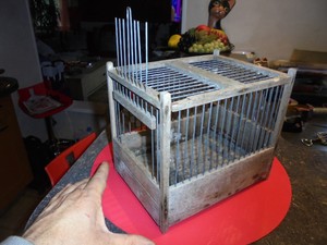 Détails Sur Ancienne Petite Cage Oiseau De Transport Présentation Exposition Ornithologique