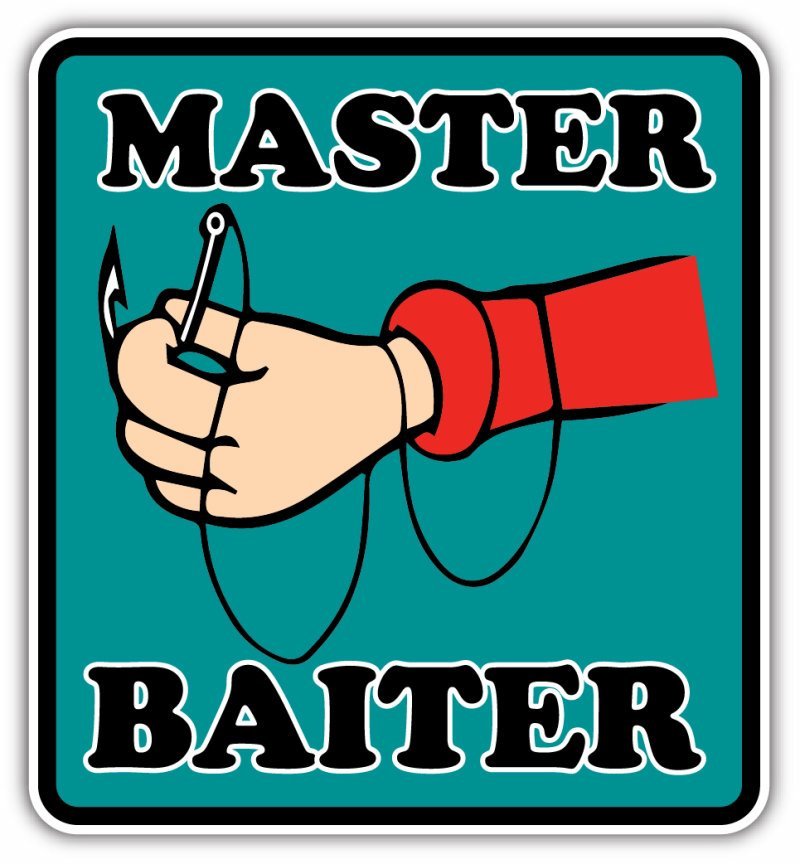 Master Baiter Fishing Fisherman Hook Funny Car Bumper Vinyl Sticker