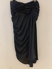 BLACK RUCHED BODYCON DRESS 10 EUR 38 GLAM PARTY TOWIE MINI  HOLIDAY SUN CUTE FIT