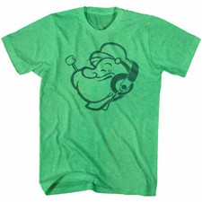 Popeye The Sailorman Green Spinanch T-Shirt Beats by Headphones Men's Vintage