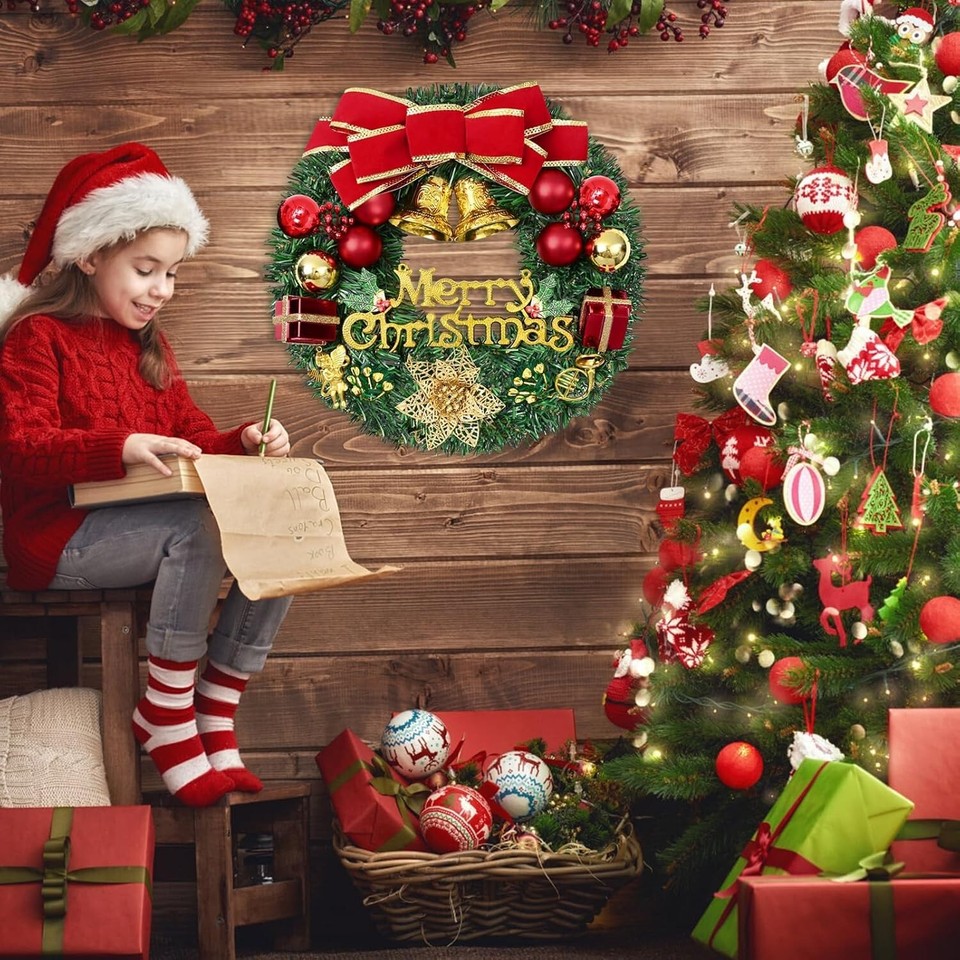 Christmas Wreaths for Front Door 12" Christmas Wreath with Merry