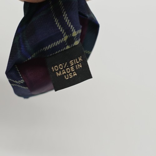 Structure Blue Green Plaid Cowboy Novelty Print Short Wide Silk Tie Italian - Picture 4 of 6