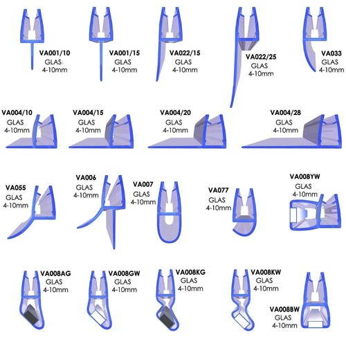 Duschdichtung Glastür Dichtung Ersatzdichtung 6 bis 8 mm Glasstärken - Bild 1 von 88