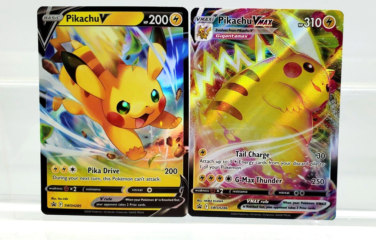 Pikachu VMAX SWSH286 + V SWSH285 FULL ART HOLO Promo (2x Pokemon