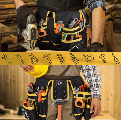 New Multi Pocket Carpenter Nail & Tool Pouch Kids Toy Waist Bag with Work Belt - Picture 7 of 7