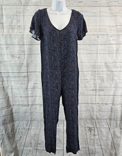 The Nines by Hatch Womens Jumpsuit Sz Small Blue Pink Floral Short Sleeve