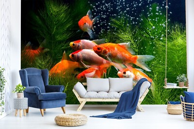 3D Cute Goldfish ZHUA15353 Wallpaper Wall Murals Removable Self-adhesive Amy