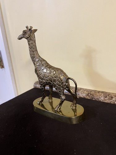Vintage Mottahedeh Brass Giraffe Figurine Sculpture Large 8" Tall - Picture 6 of 9