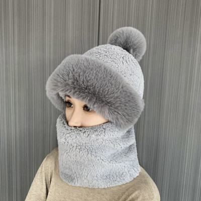 Winter Women Warm Woolen Hat Scarf Set Windproof Cap Ear