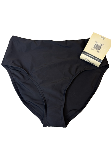 NWT Women's Black High Waisted Bikini Bottom Size 12 Fantasizer Tricot Control