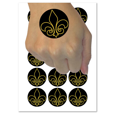 Fleur de Lis Outline Temporary Tattoo Water Resistant Fake Body Art Set