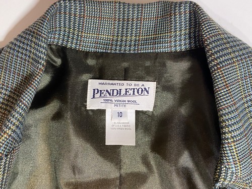 Vintage Pendelton Women's 10P Blazer Suit Coat Plaid Light Virgin Wool Jacket - Picture 8 of 11