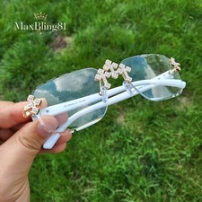 Triple Cross Bling Sunglasses Unisex Sunglass Eyewear UV Protected Clear Lenses