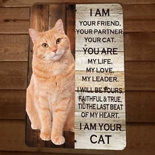 I am Your Orange Tabby Cat 8x12 Metal Wall Sign Animal Poster