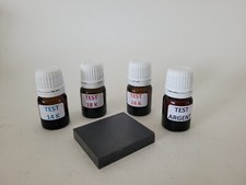 Kit 4 test testeur réactif or 14 18 24 K argent flacon à spatule +pierre +notice