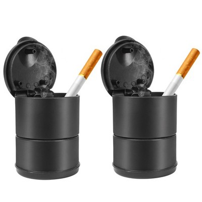 Portable Car Ashtray With Lid, Smell Proof Windproof Detachable Small, 2PCS 