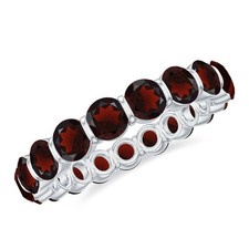Simple Round 2.40 Ctw Garnet 925 Sterling Silver Full Eternity Ring Mothers Day