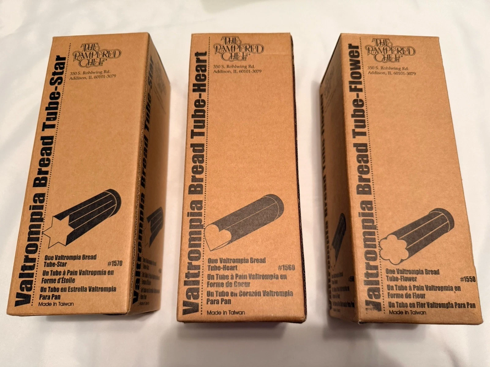 Set of 3 - Pampered Chef Bread Tubes Heart,Flower, Star #1560 #1550 #1570